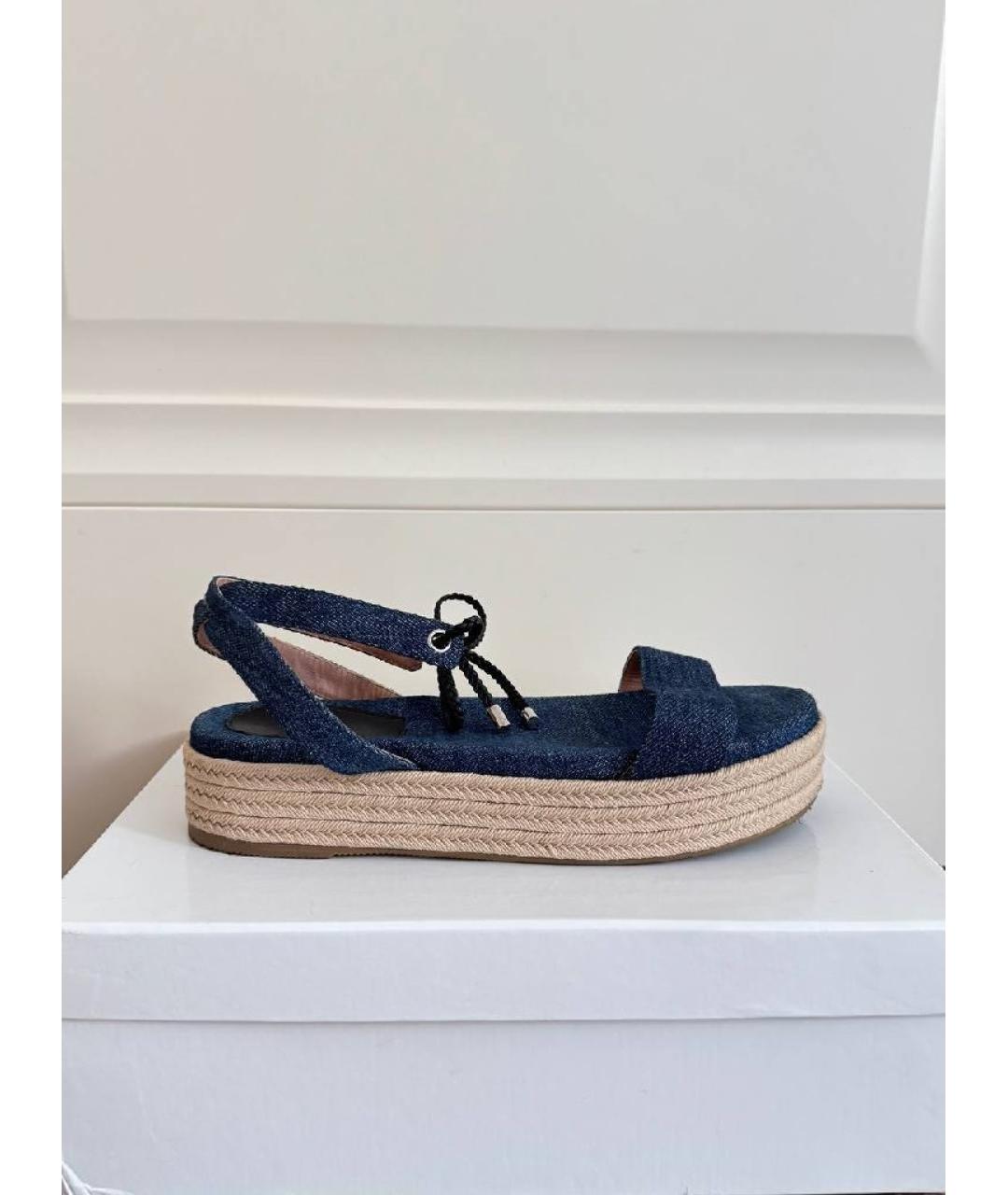 HUGO BOSS Темно-синие текстильные босоножки, фото 10