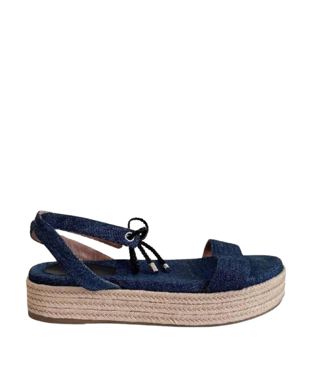 HUGO BOSS Темно-синие текстильные босоножки, фото 1