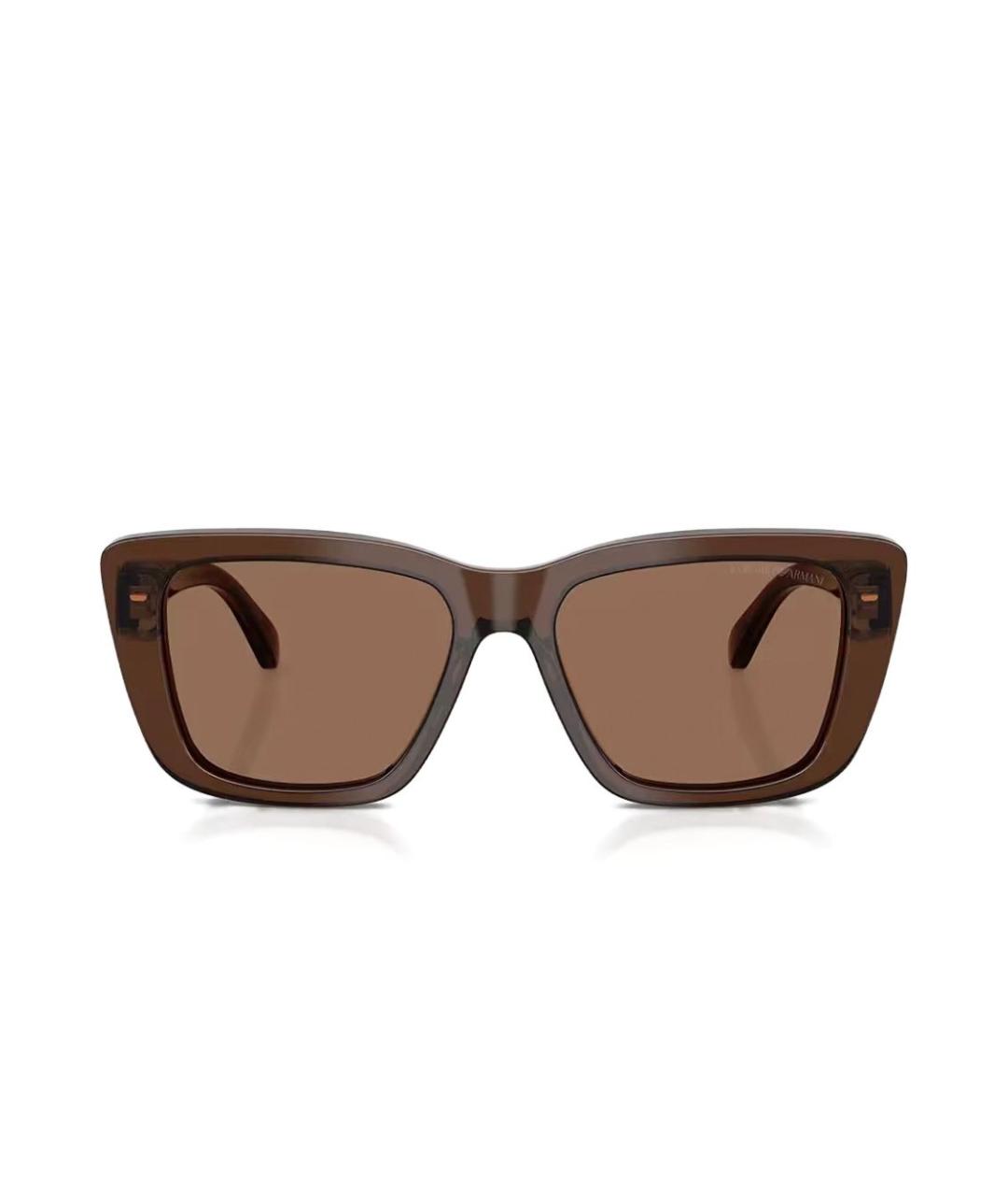 EMPORIO ARMANI Коричневые пластиковые солнцезащитные очки, фото 1