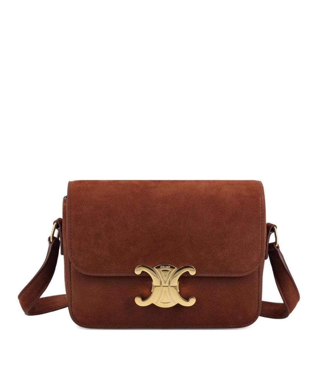 CELINE Коричневая кожаная сумка через плечо, фото 1