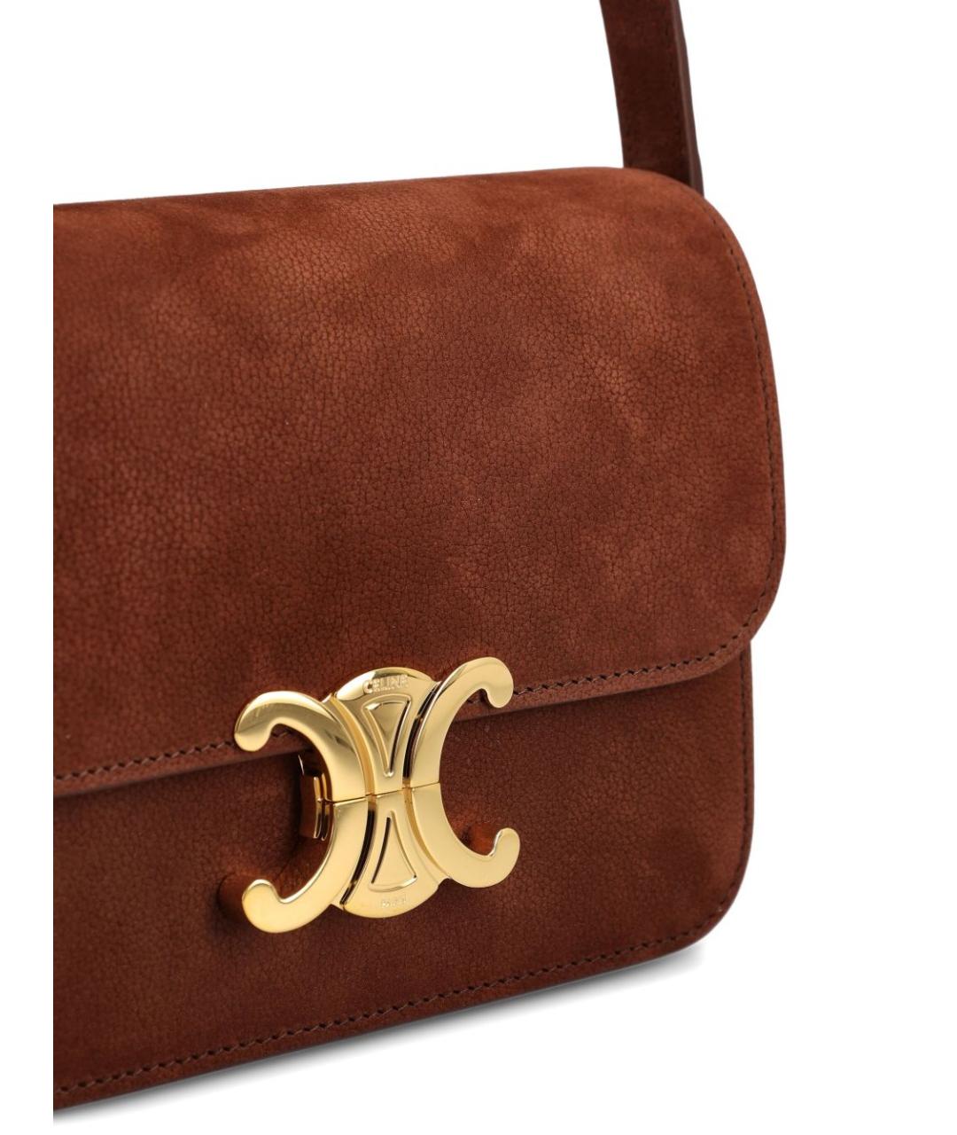 CELINE Коричневая кожаная сумка через плечо, фото 4