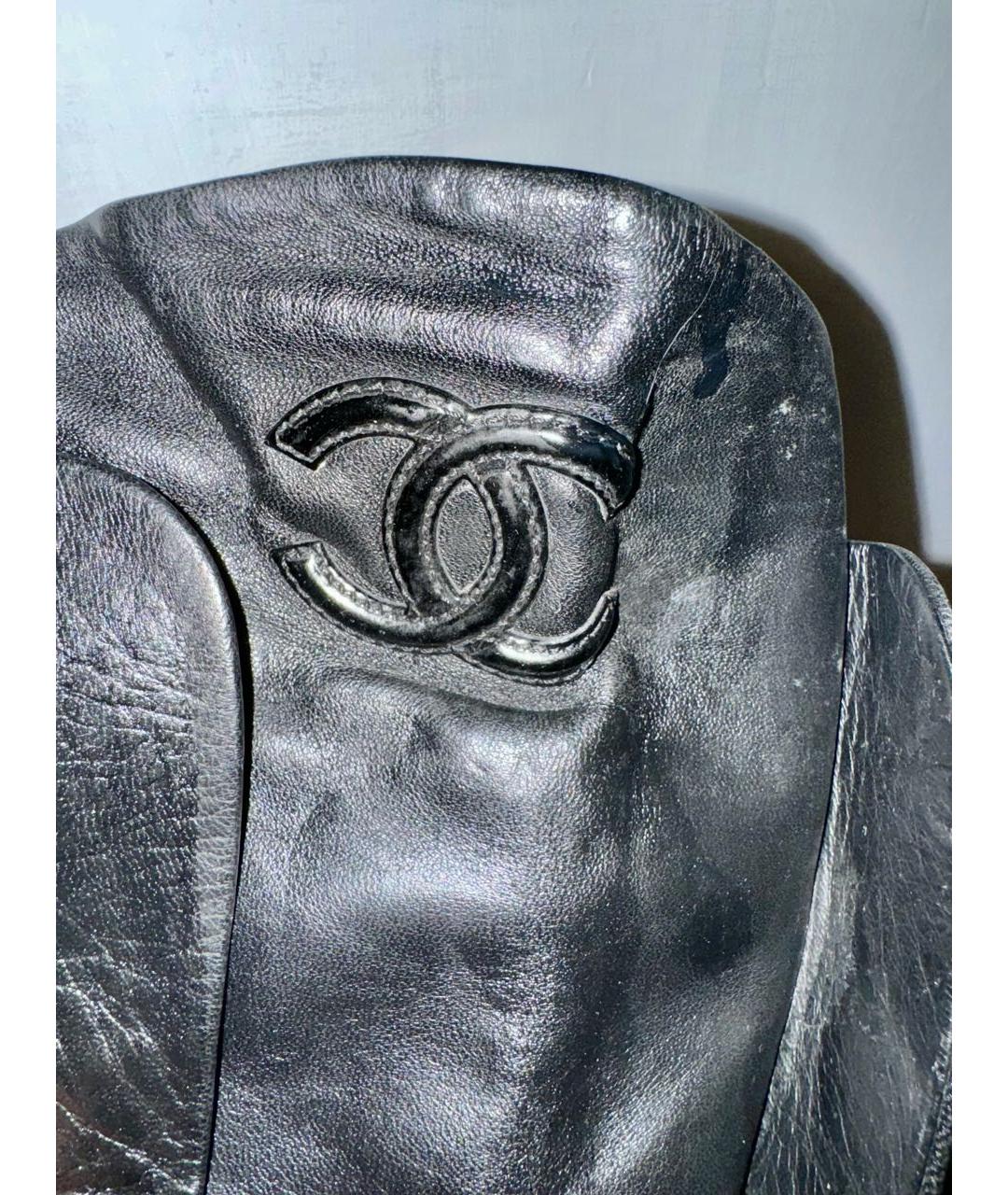 CHANEL Черные кожаные сапоги, фото 6