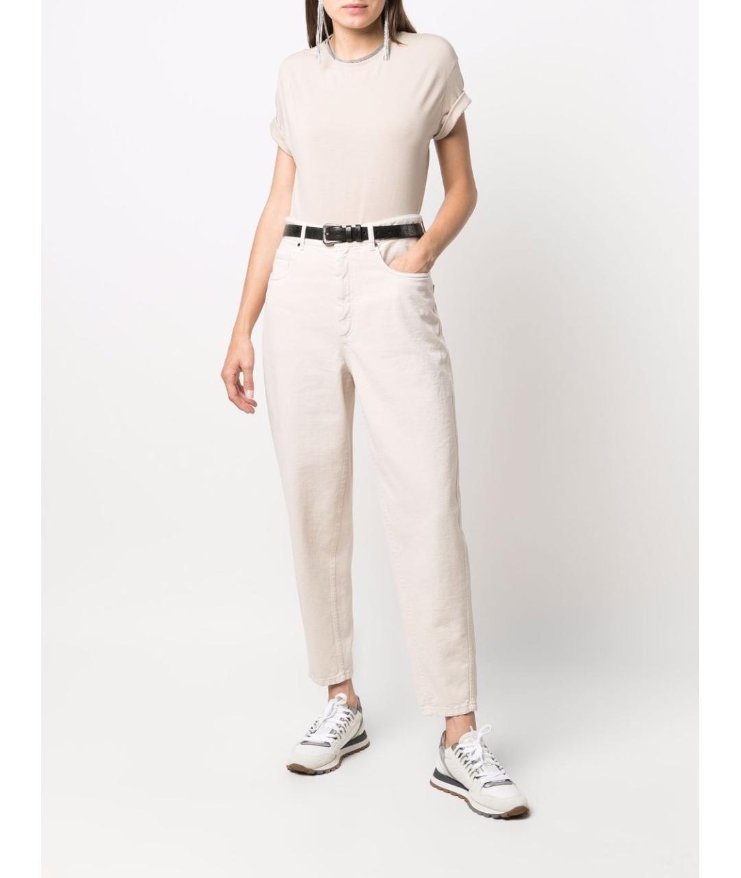 BRUNELLO CUCINELLI Бежевая хлопковая футболка, фото 5