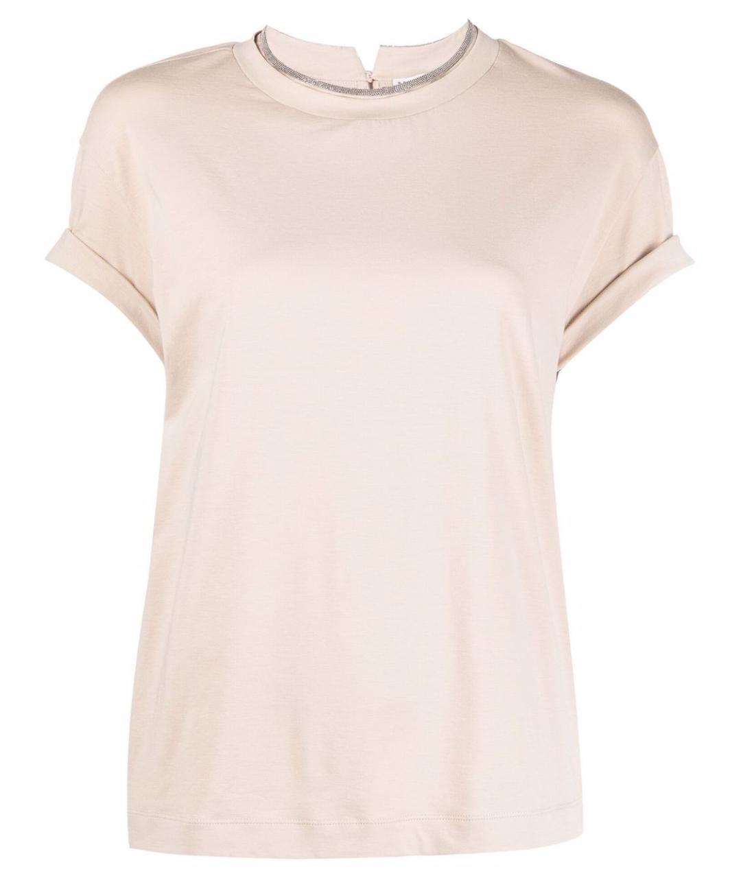 BRUNELLO CUCINELLI Бежевая хлопковая футболка, фото 1
