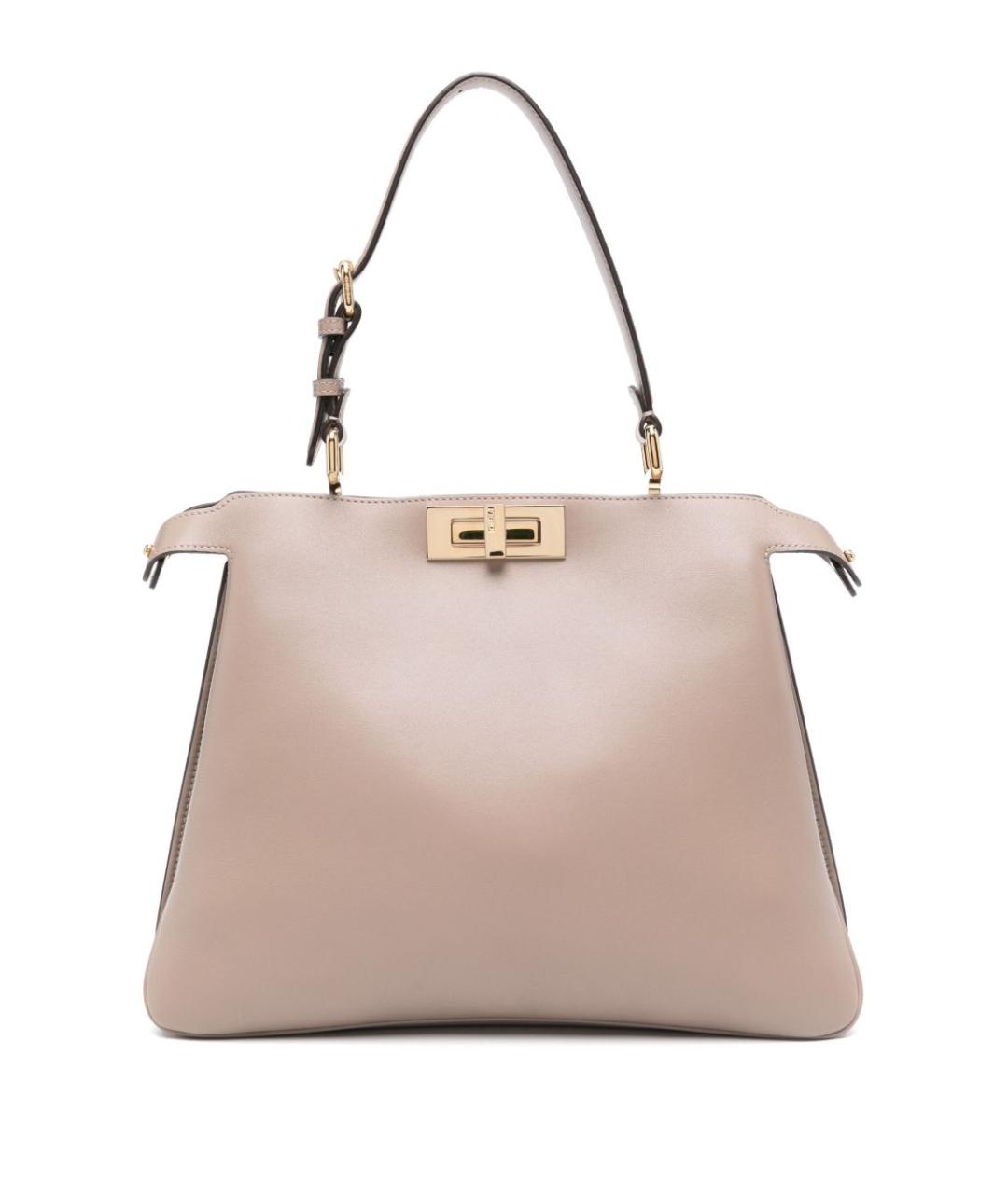 FENDI Бежевая кожаная сумка тоут, фото 1