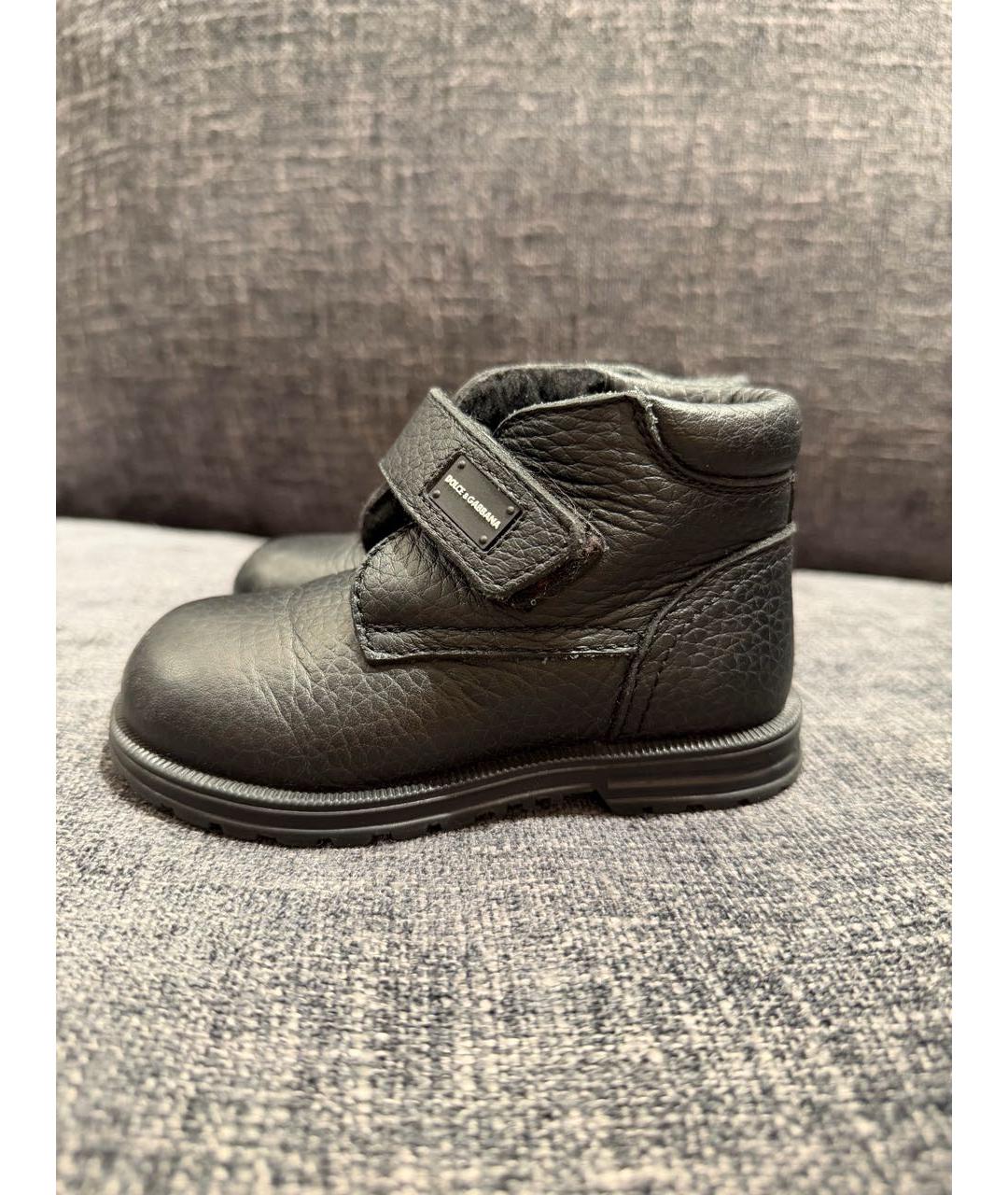 DOLCE & GABBANA KIDS Черные кожаные ботинки, фото 5