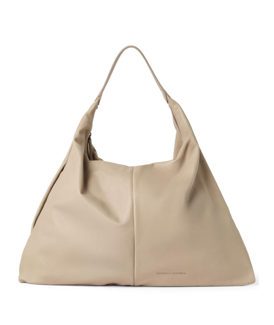 BRUNELLO CUCINELLI Бежевая кожаная сумка через плечо, фото 1