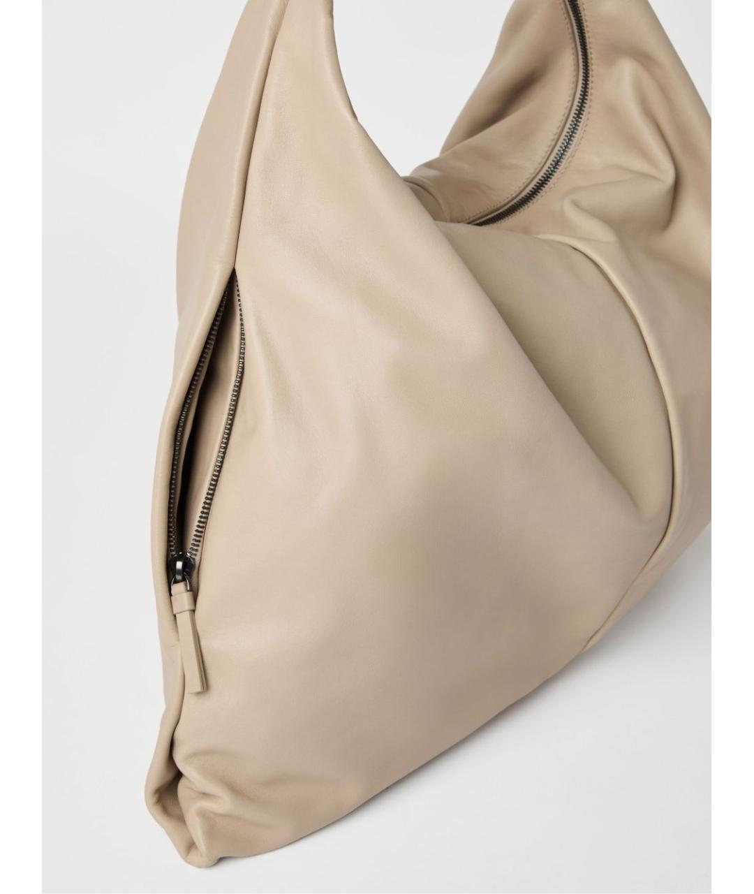 BRUNELLO CUCINELLI Бежевая кожаная сумка через плечо, фото 3