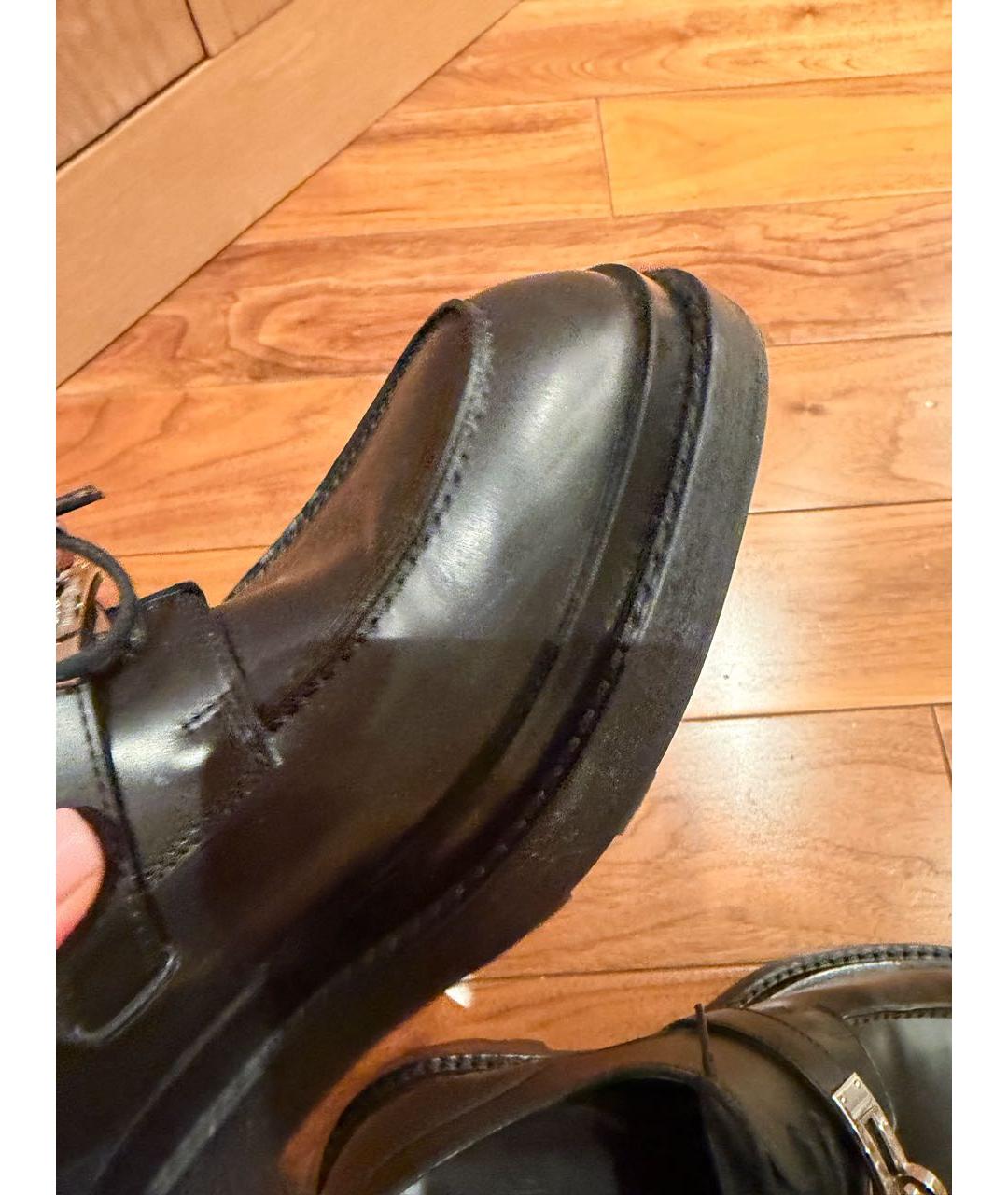 HERMES Черные кожаные брогги и оксфорды, фото 7