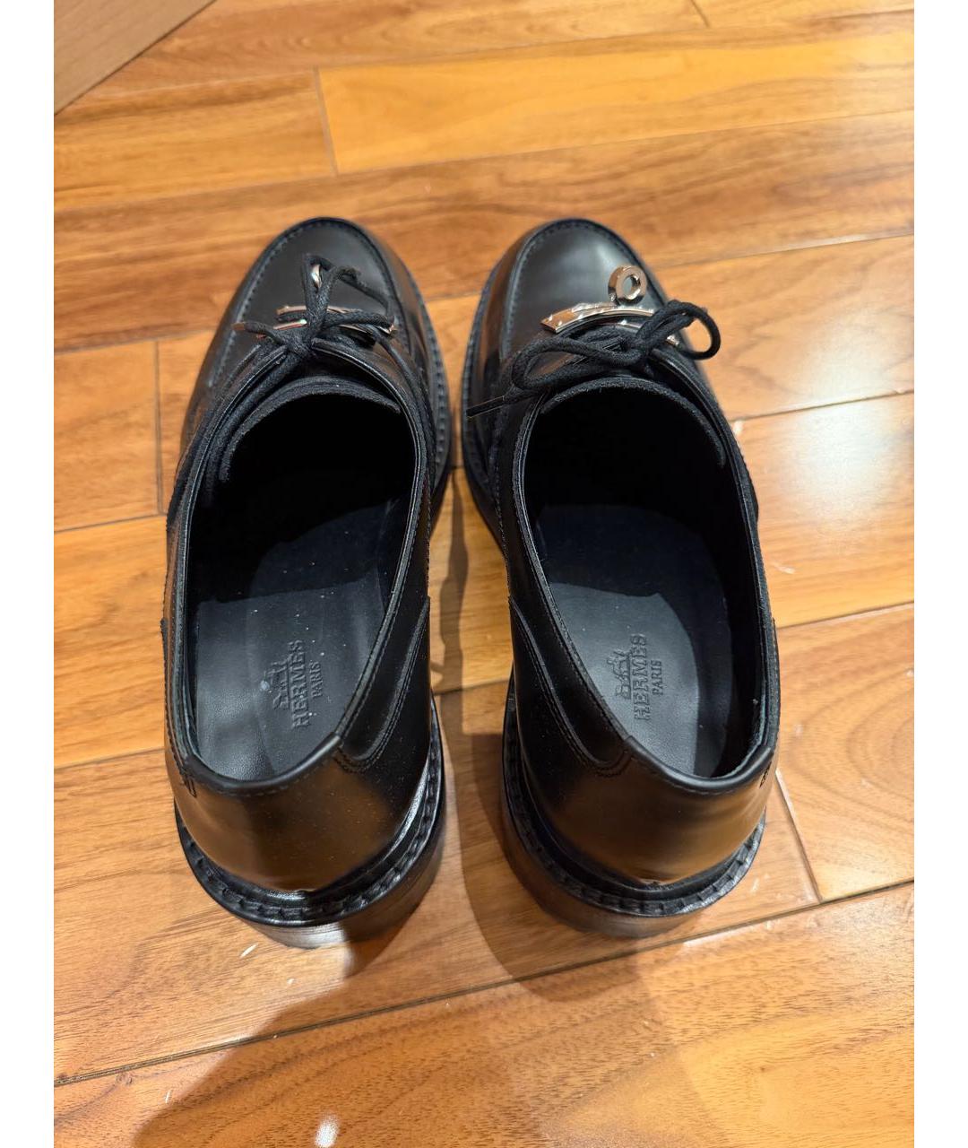 HERMES Черные кожаные брогги и оксфорды, фото 3