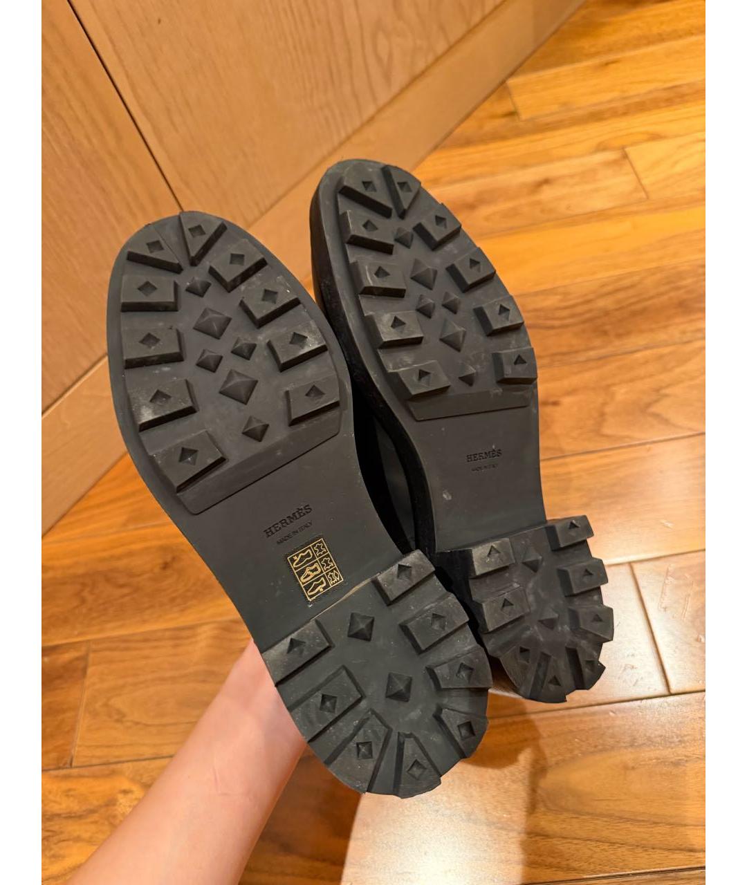 HERMES Черные кожаные брогги и оксфорды, фото 5