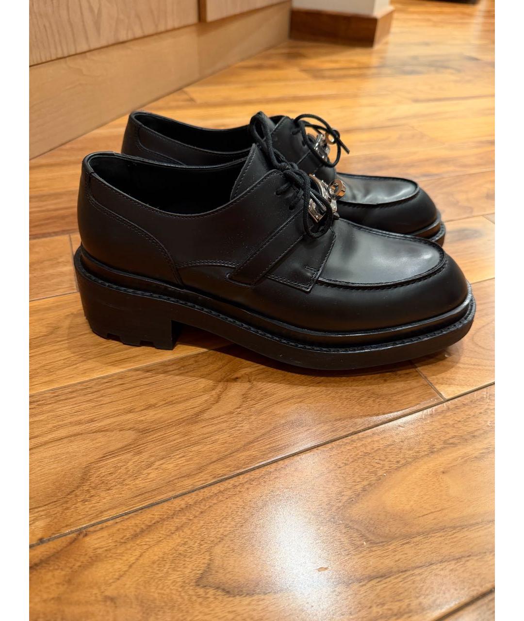 HERMES Черные кожаные брогги и оксфорды, фото 9