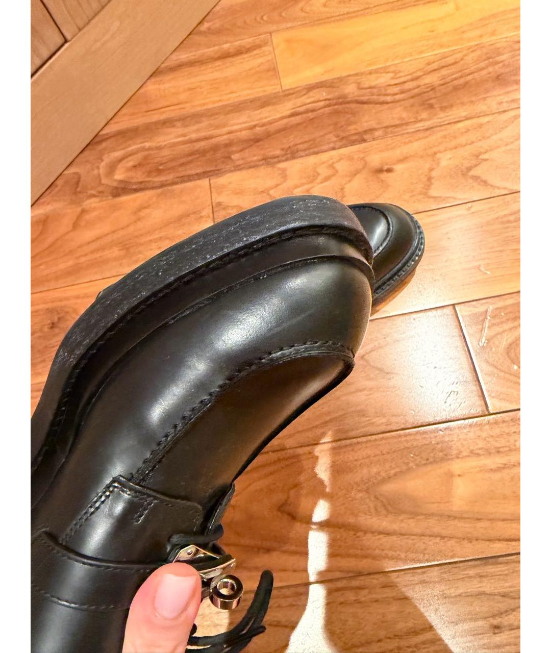 HERMES Черные кожаные брогги и оксфорды, фото 6