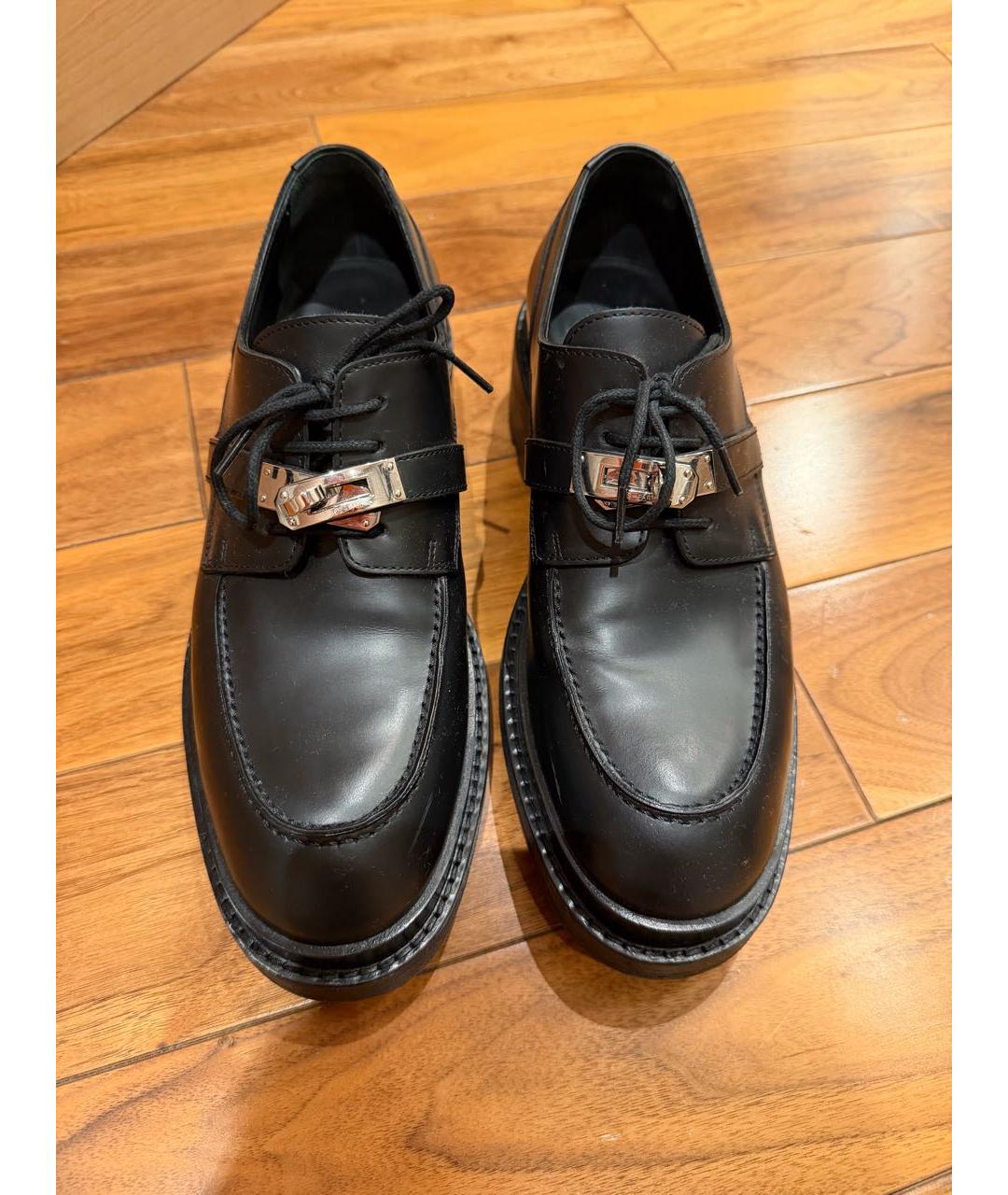 HERMES Черные кожаные брогги и оксфорды, фото 2