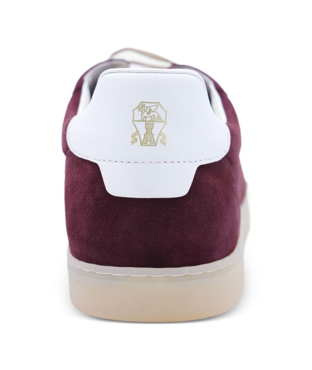 BRUNELLO CUCINELLI Бордовые замшевые низкие кроссовки / кеды, фото 5