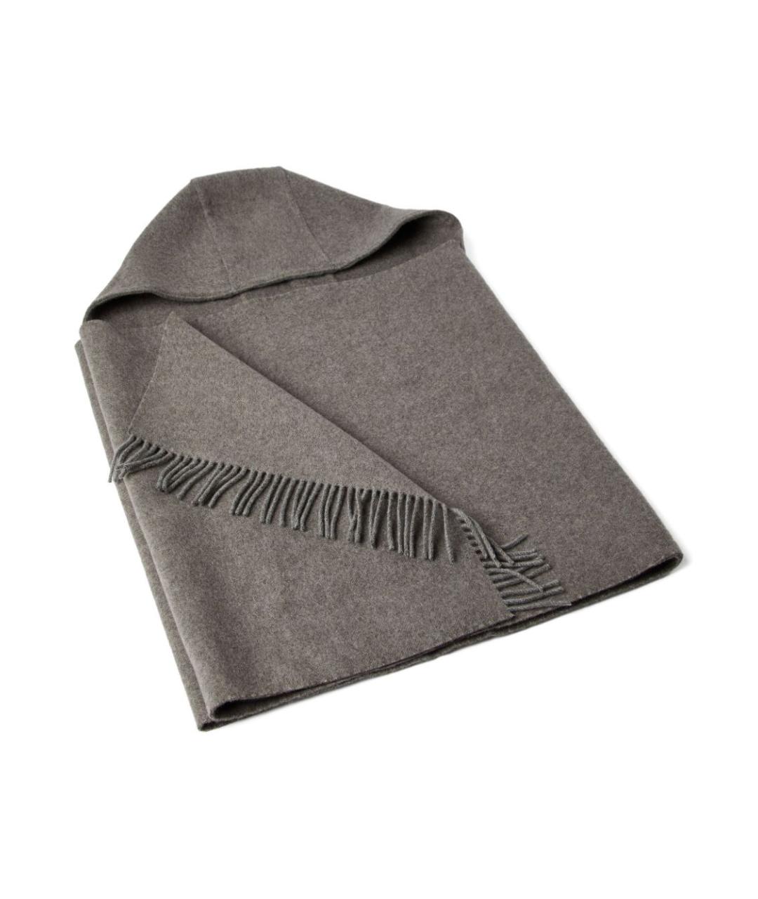 BRUNELLO CUCINELLI Серый шерстяной шарф, фото 3