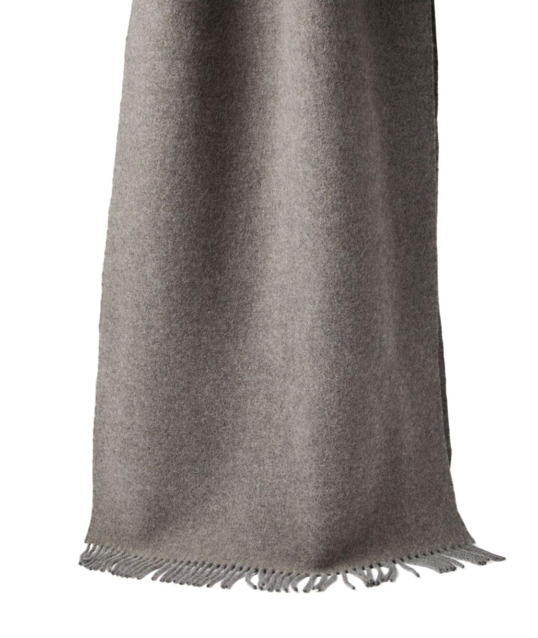 BRUNELLO CUCINELLI Серый шерстяной шарф, фото 5