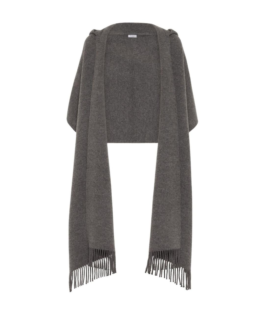 BRUNELLO CUCINELLI Серый шерстяной шарф, фото 1