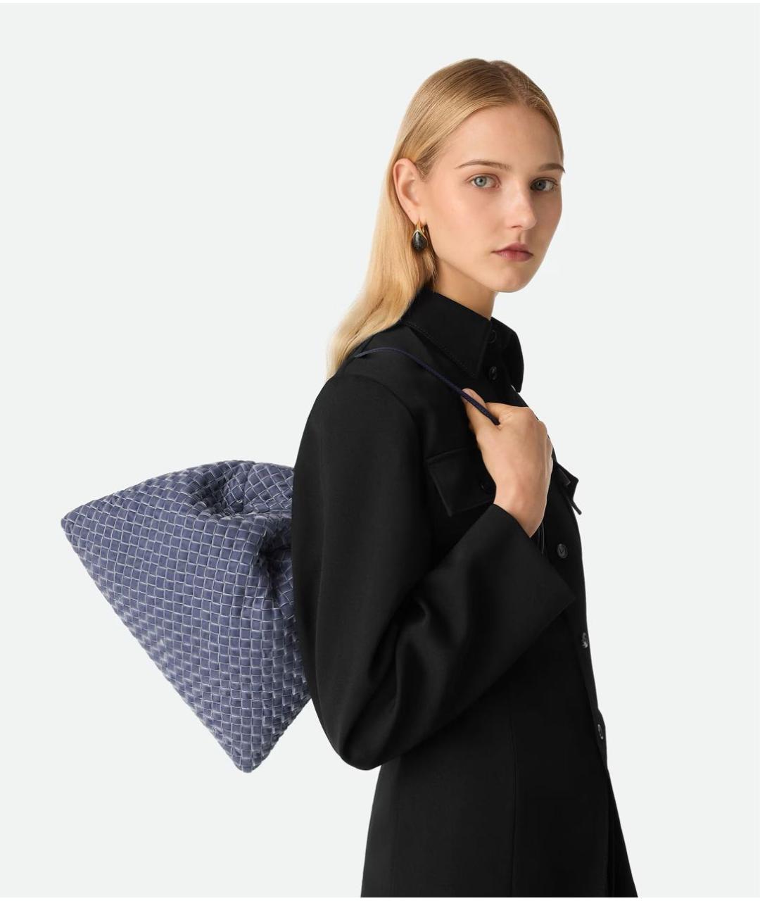 BOTTEGA VENETA Голубая кожаная сумка с короткими ручками, фото 2