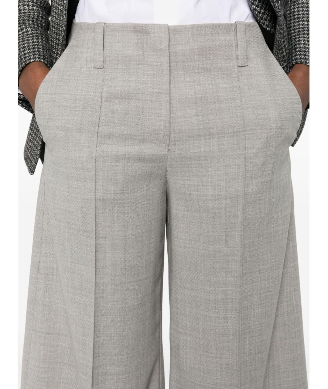 BRUNELLO CUCINELLI Серые шерстяные прямые брюки, фото 3