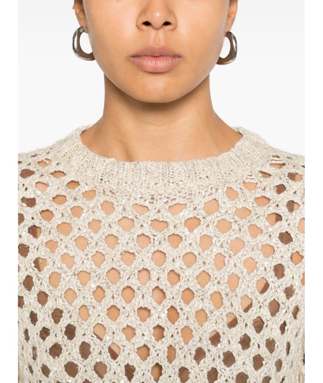 BRUNELLO CUCINELLI Бежевый полиэстеровый джемпер / свитер, фото 5