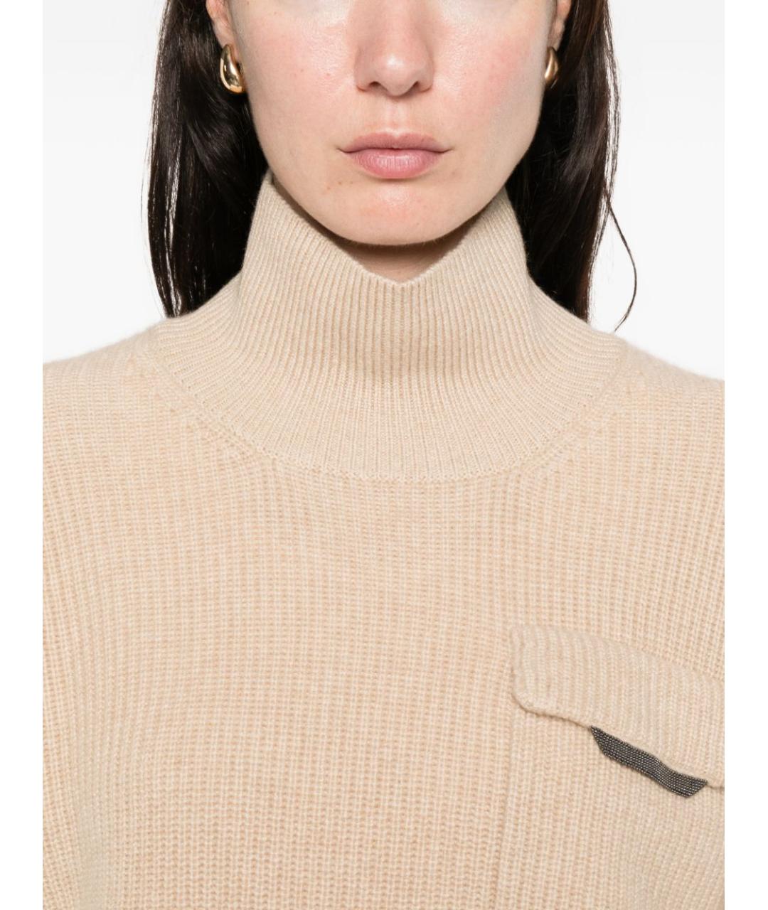BRUNELLO CUCINELLI Бежевый кашемировый джемпер / свитер, фото 2