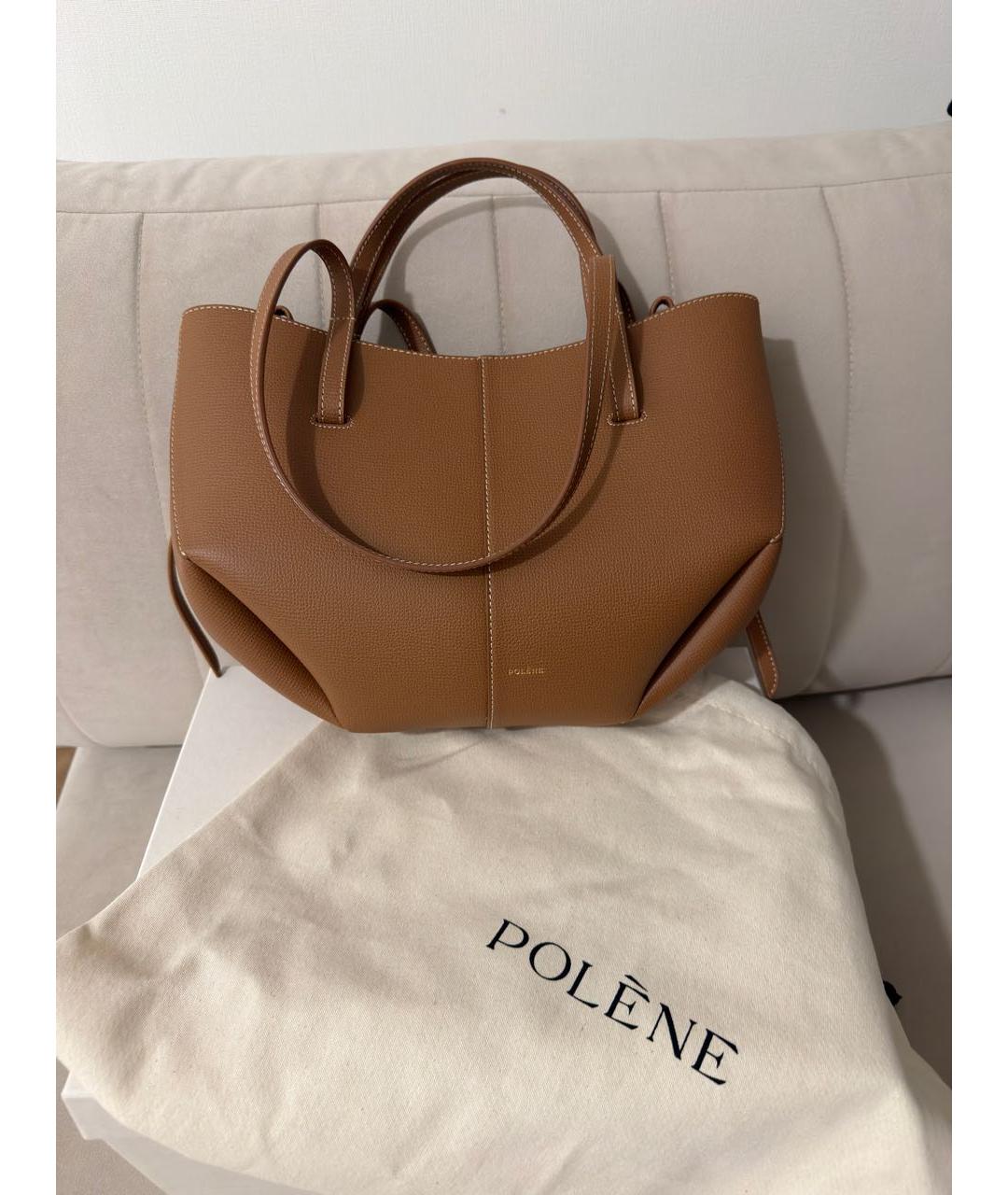 POLENE Коричневая кожаная сумка тоут, фото 3