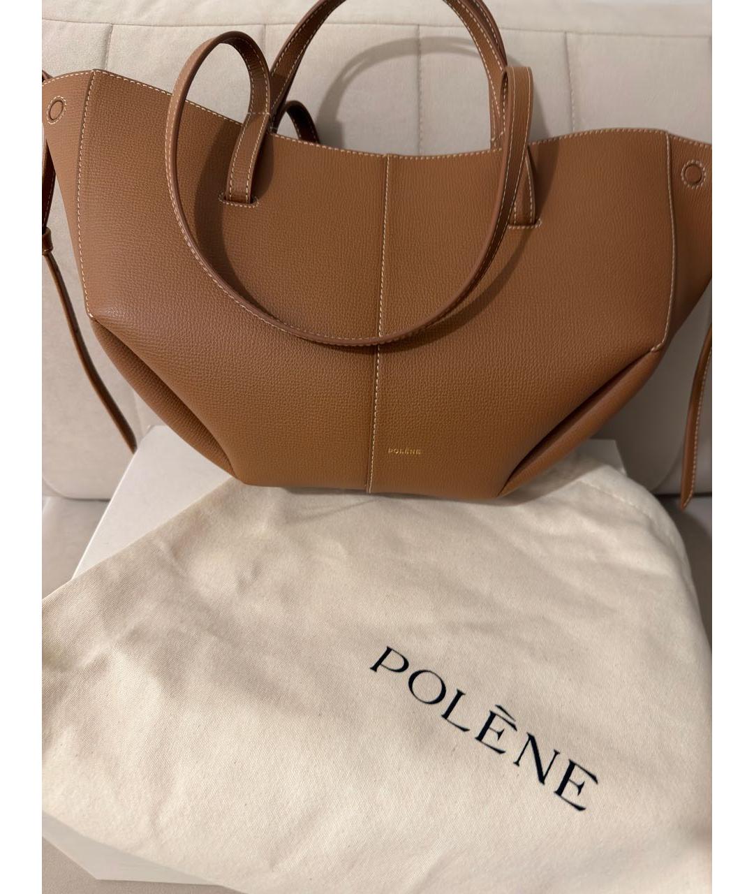 POLENE Коричневая кожаная сумка тоут, фото 2