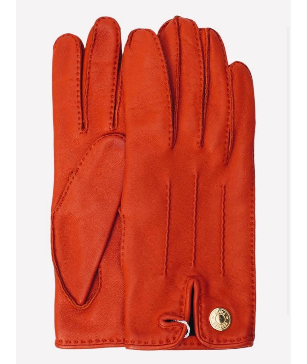 HERMES Красные кожаные перчатки, фото 4