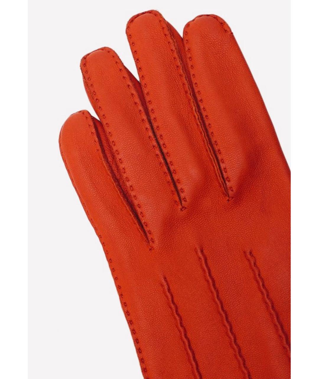 HERMES Красные кожаные перчатки, фото 3