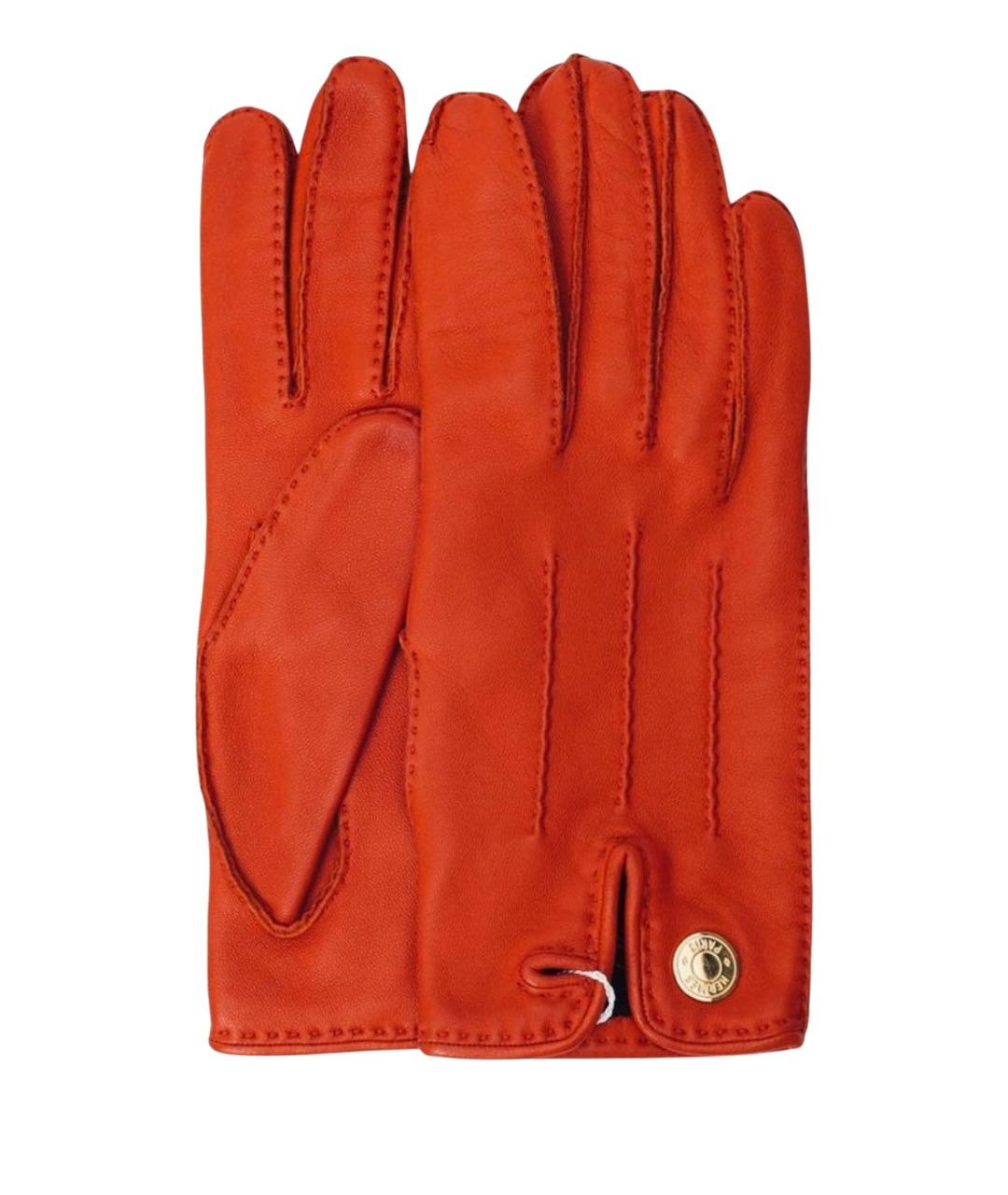 HERMES Красные кожаные перчатки, фото 1