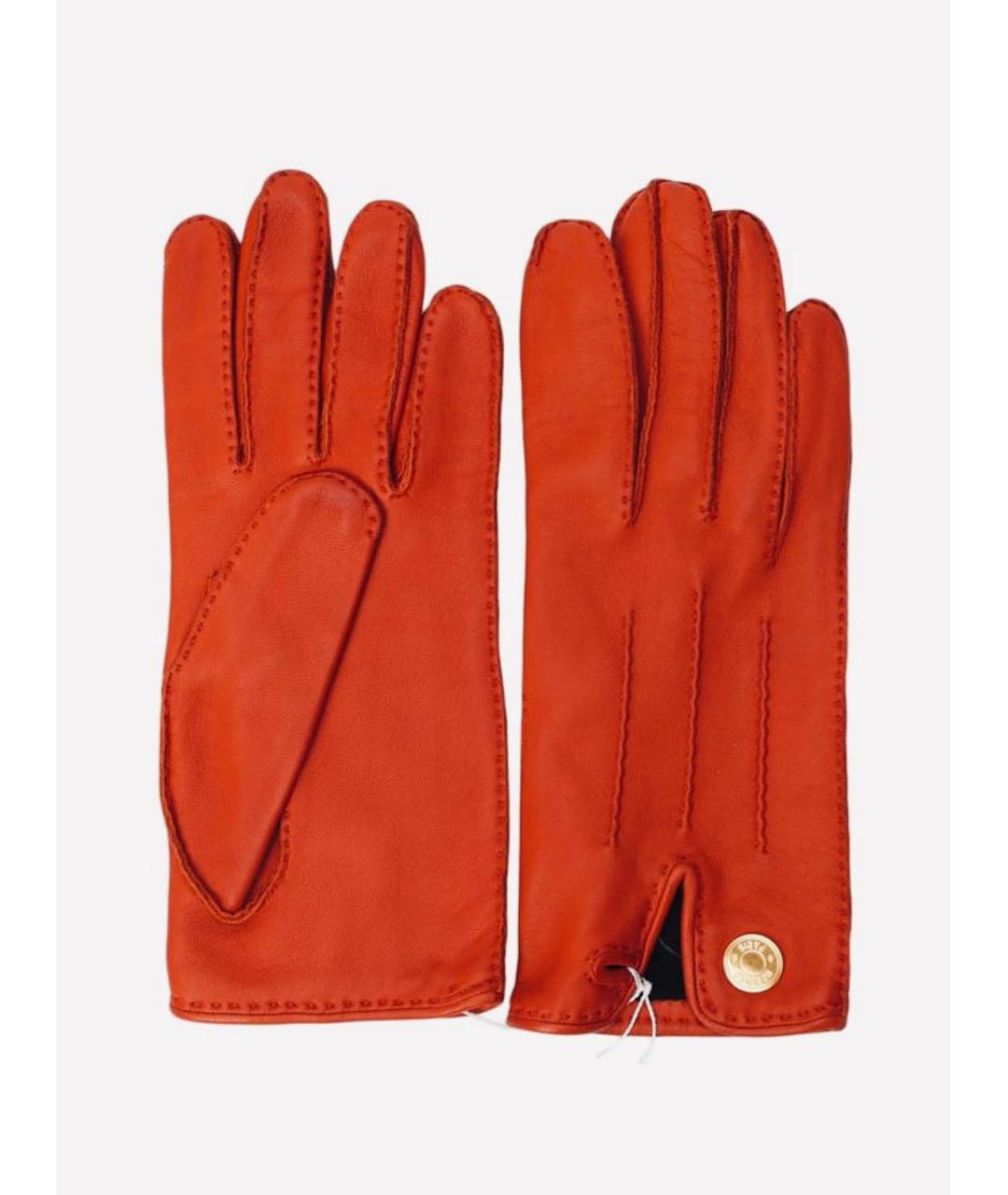 HERMES Красные кожаные перчатки, фото 2