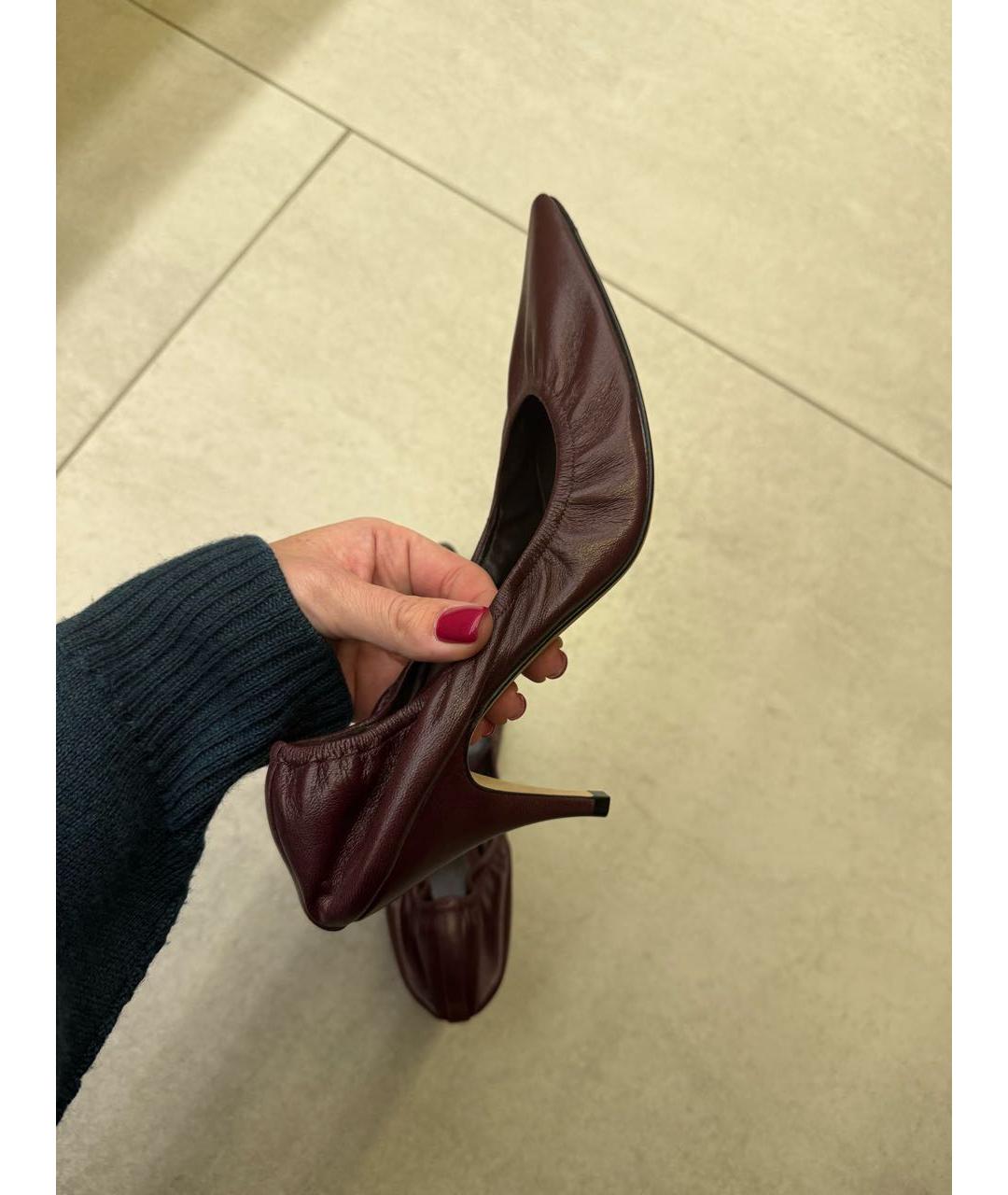 THE ROW Бордовые кожаные туфли, фото 4
