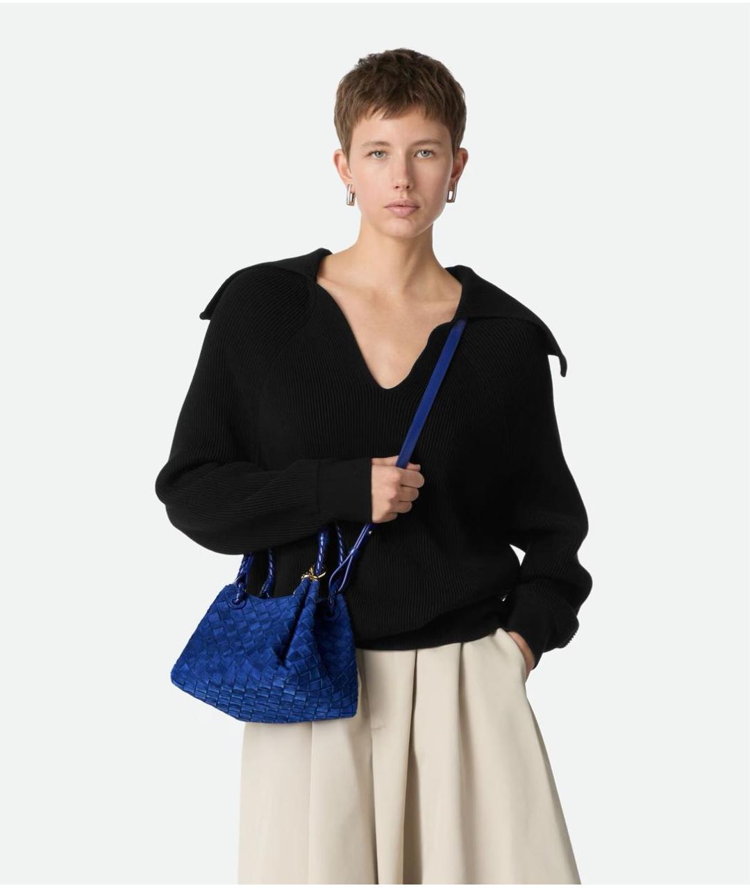 BOTTEGA VENETA Синяя кожаная сумка через плечо, фото 2