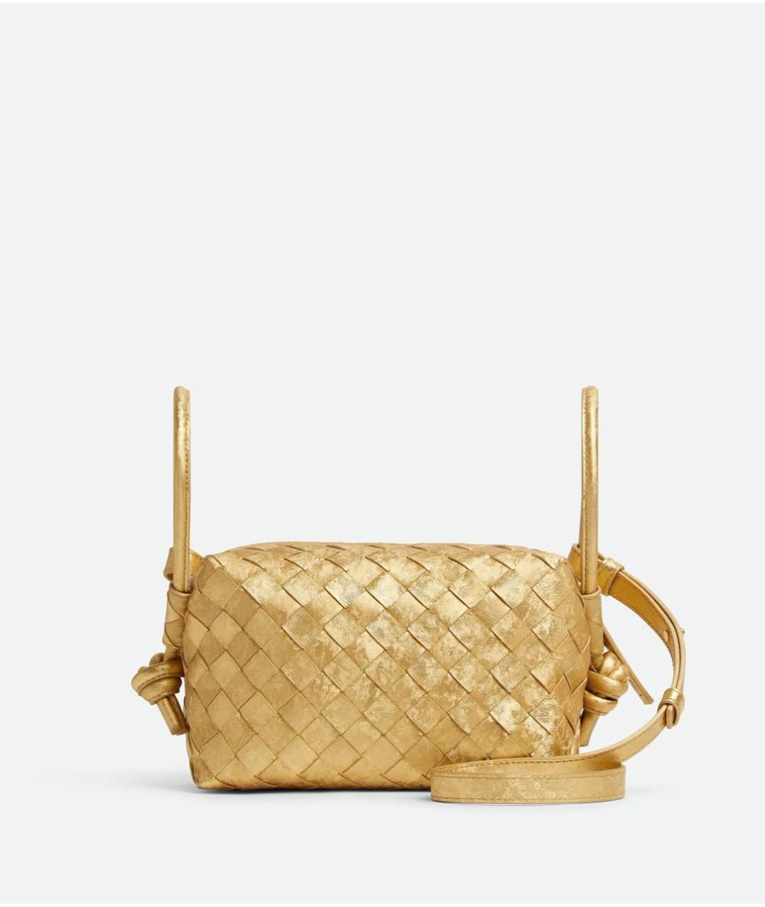 BOTTEGA VENETA Золотая кожаная сумка через плечо, фото 5