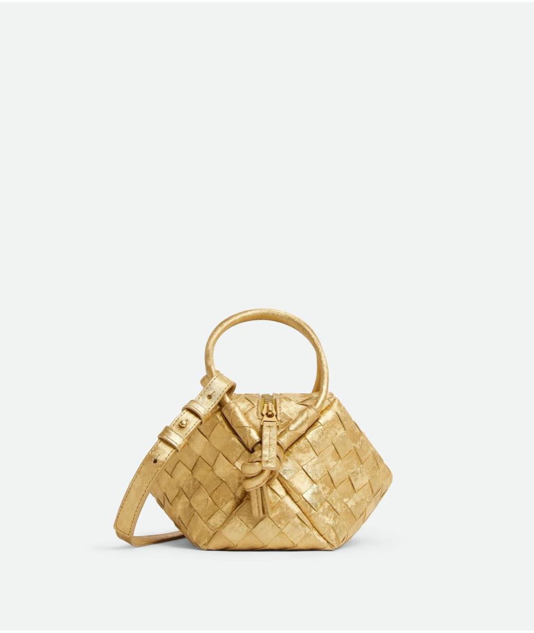 BOTTEGA VENETA Золотая кожаная сумка через плечо, фото 4