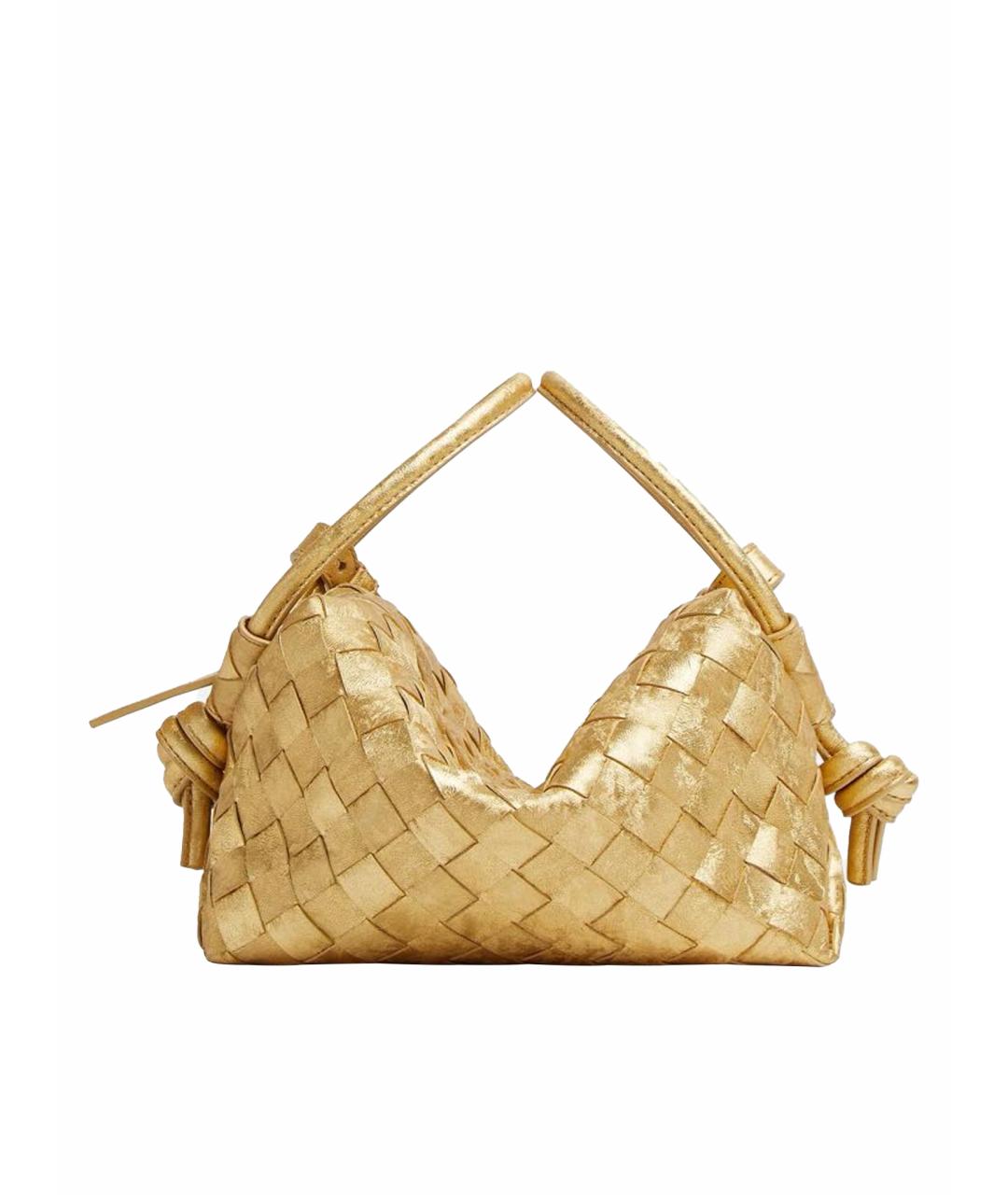 BOTTEGA VENETA Золотая кожаная сумка через плечо, фото 1