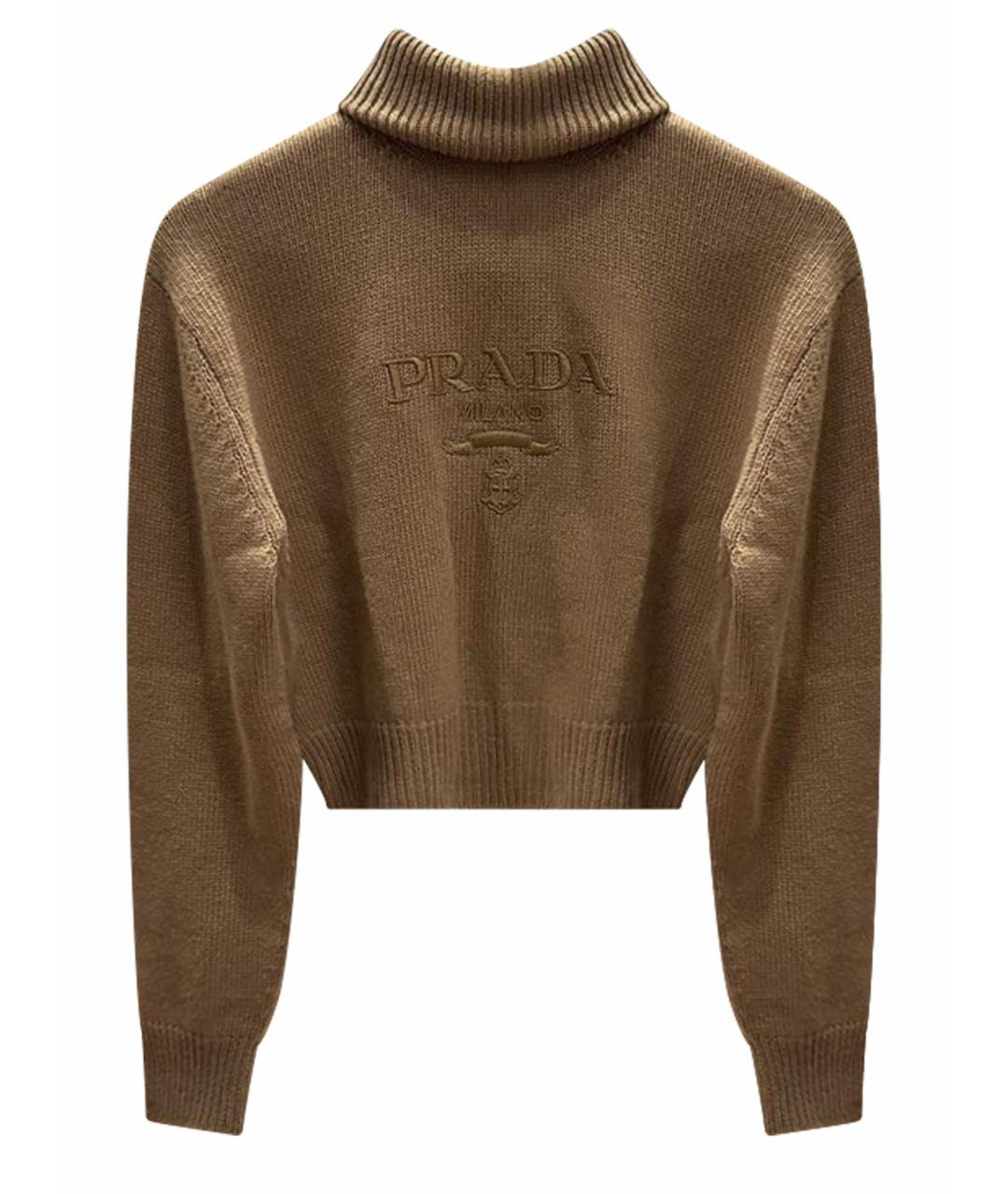 PRADA Коричневый шерстяной джемпер / свитер, фото 1