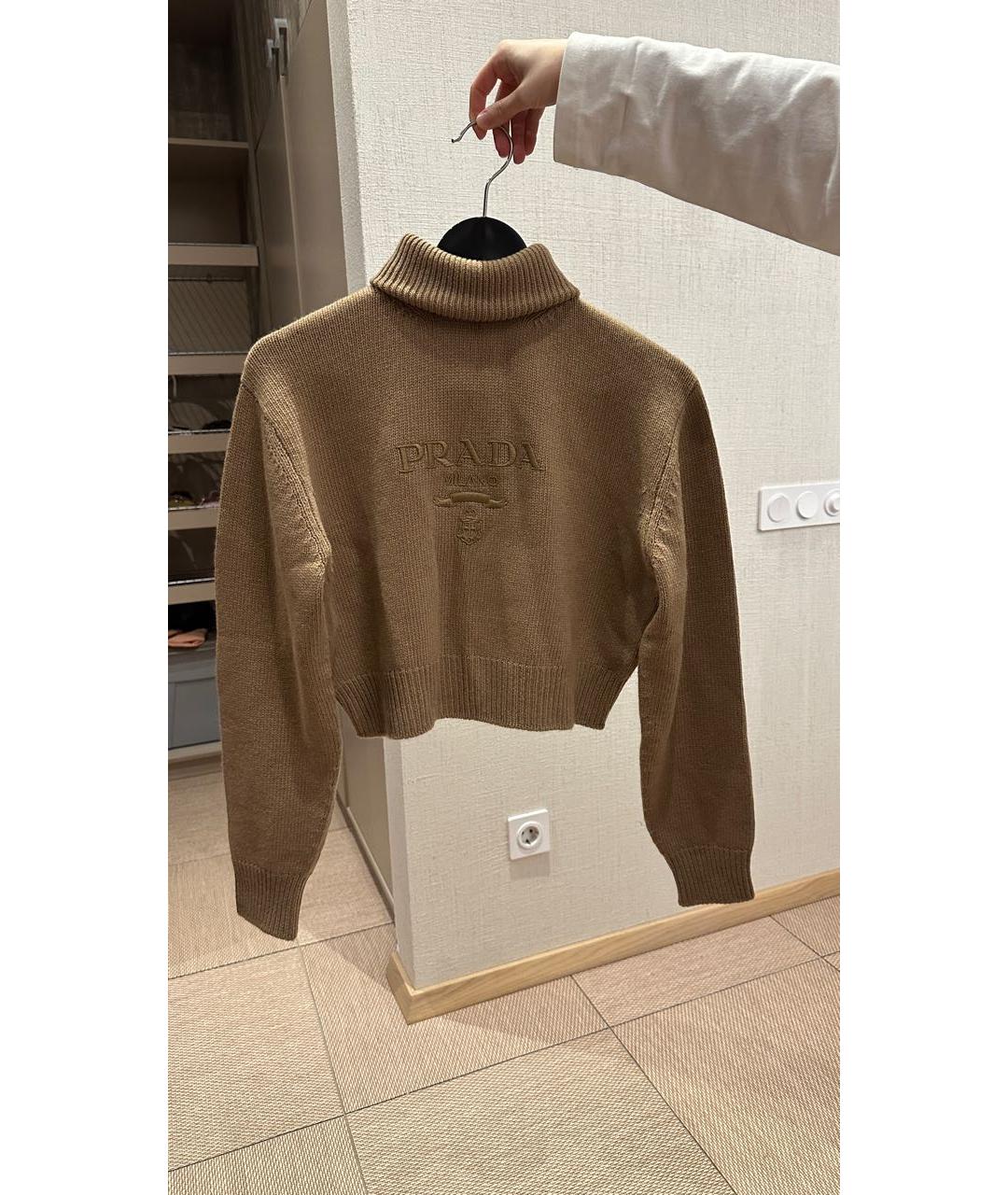 PRADA Коричневый шерстяной джемпер / свитер, фото 9