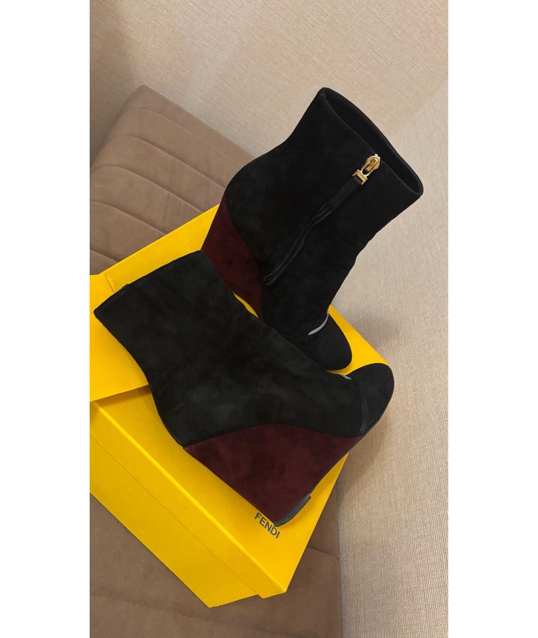 FENDI Черные замшевые полусапоги, фото 5