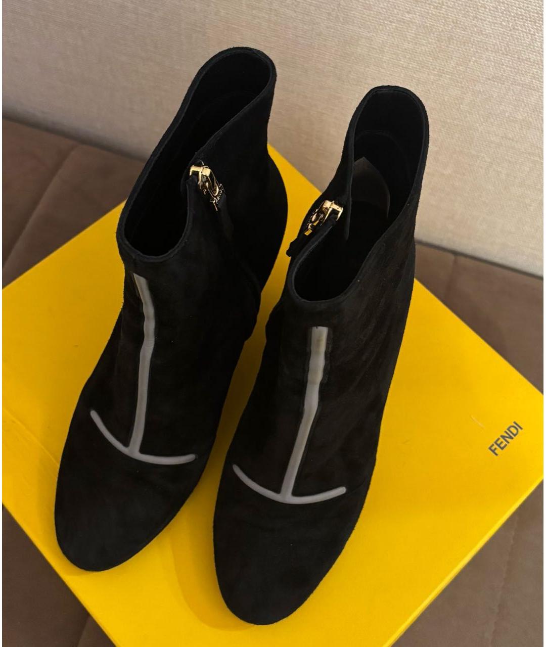 FENDI Черные замшевые полусапоги, фото 3