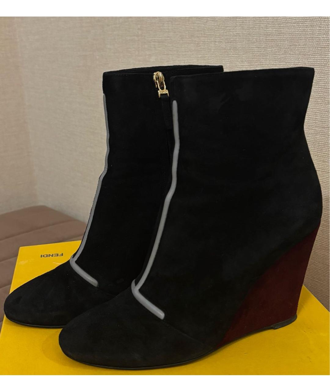 FENDI Черные замшевые полусапоги, фото 7