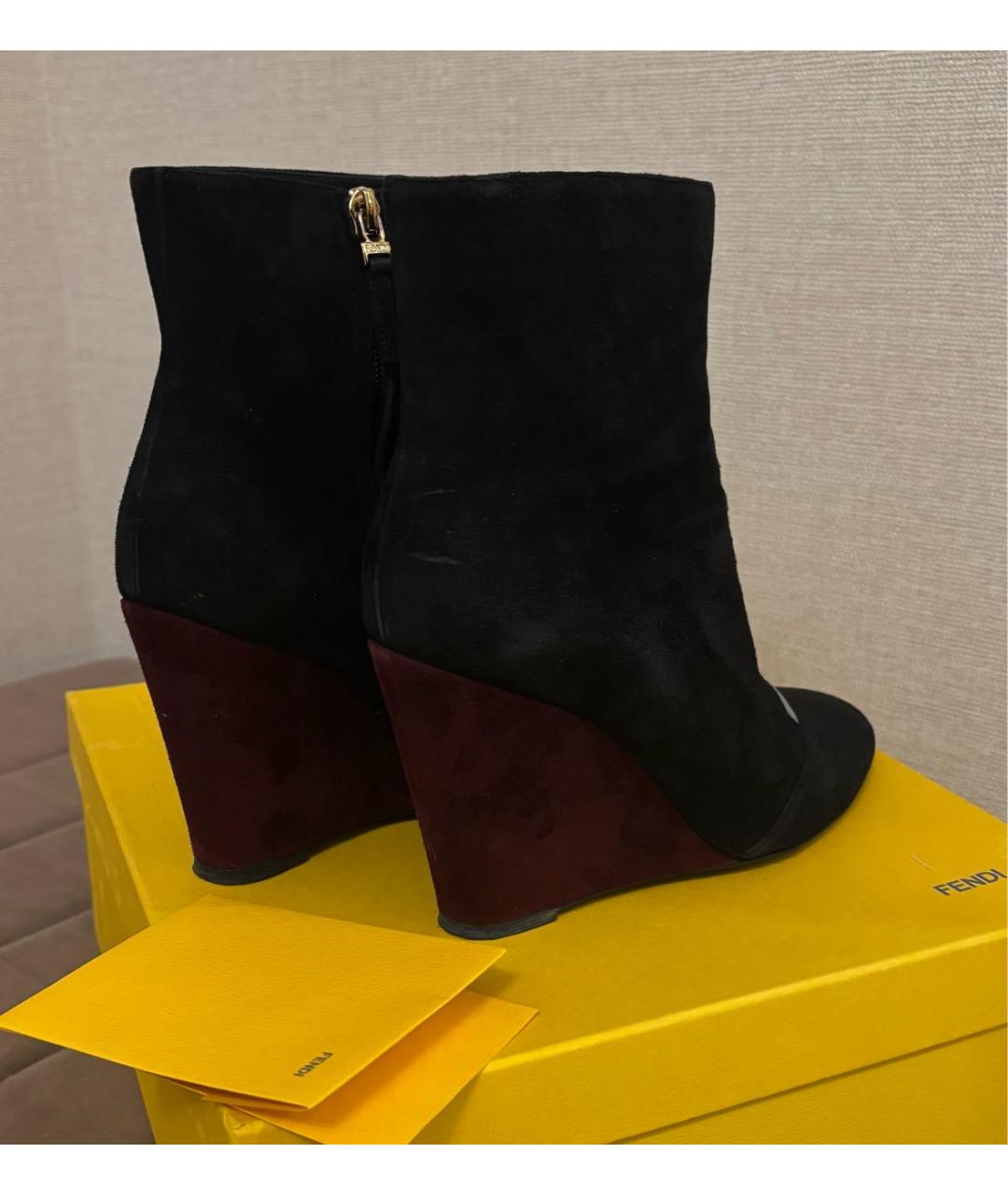 FENDI Черные замшевые полусапоги, фото 4