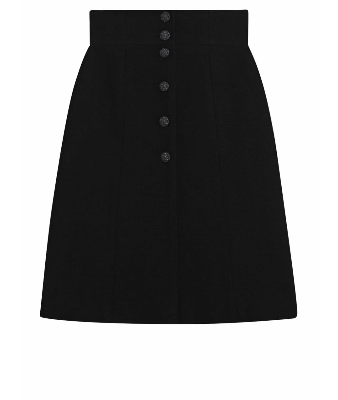 CHANEL Черная шерстяная юбка миди, фото 1