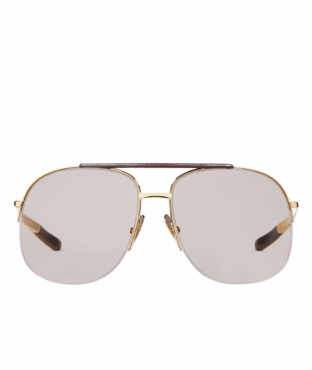 GUCCI Коричневые металлические солнцезащитные очки, фото 1