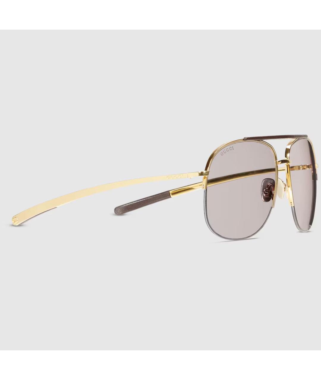 GUCCI Коричневые металлические солнцезащитные очки, фото 2