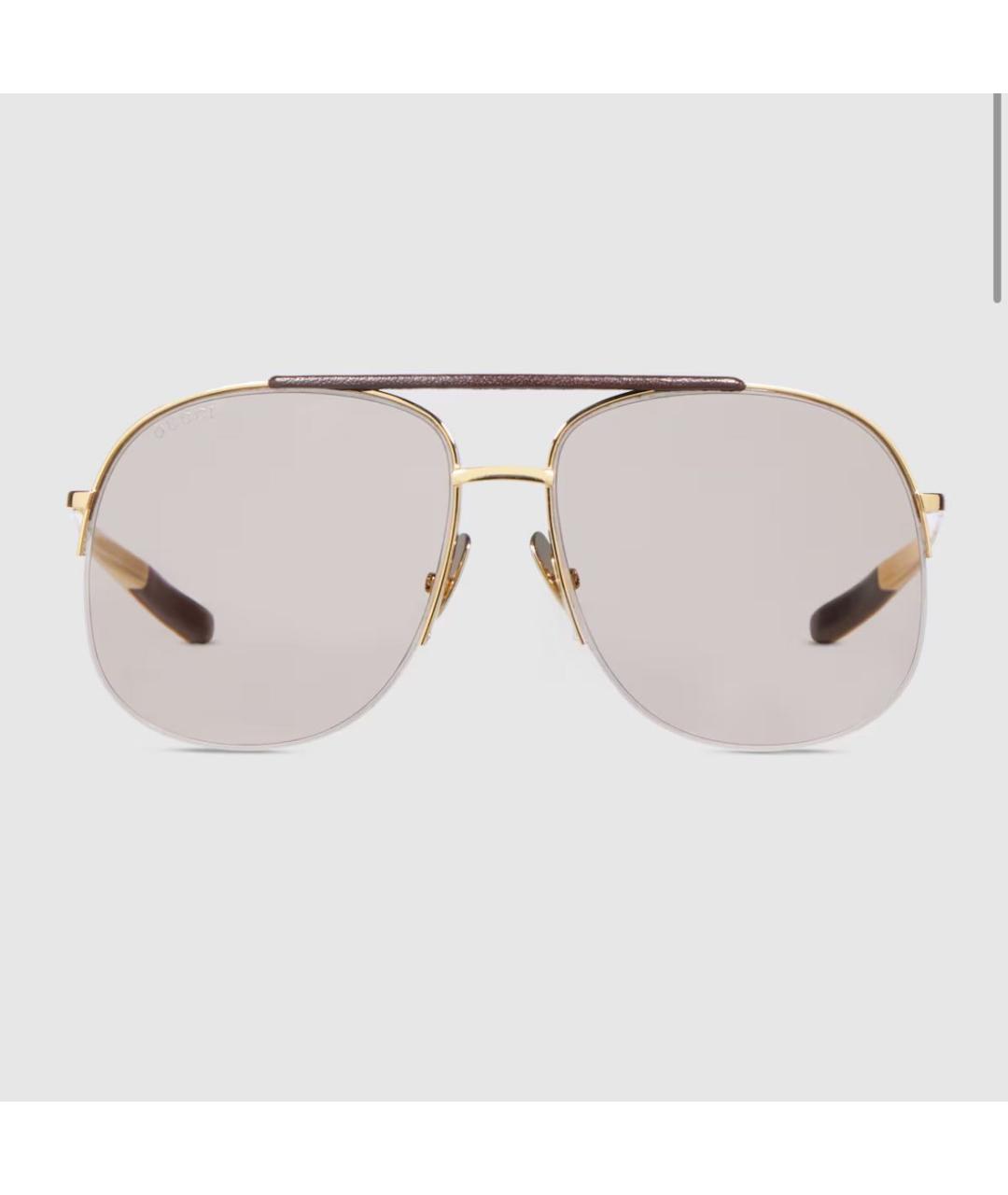 GUCCI Коричневые металлические солнцезащитные очки, фото 5