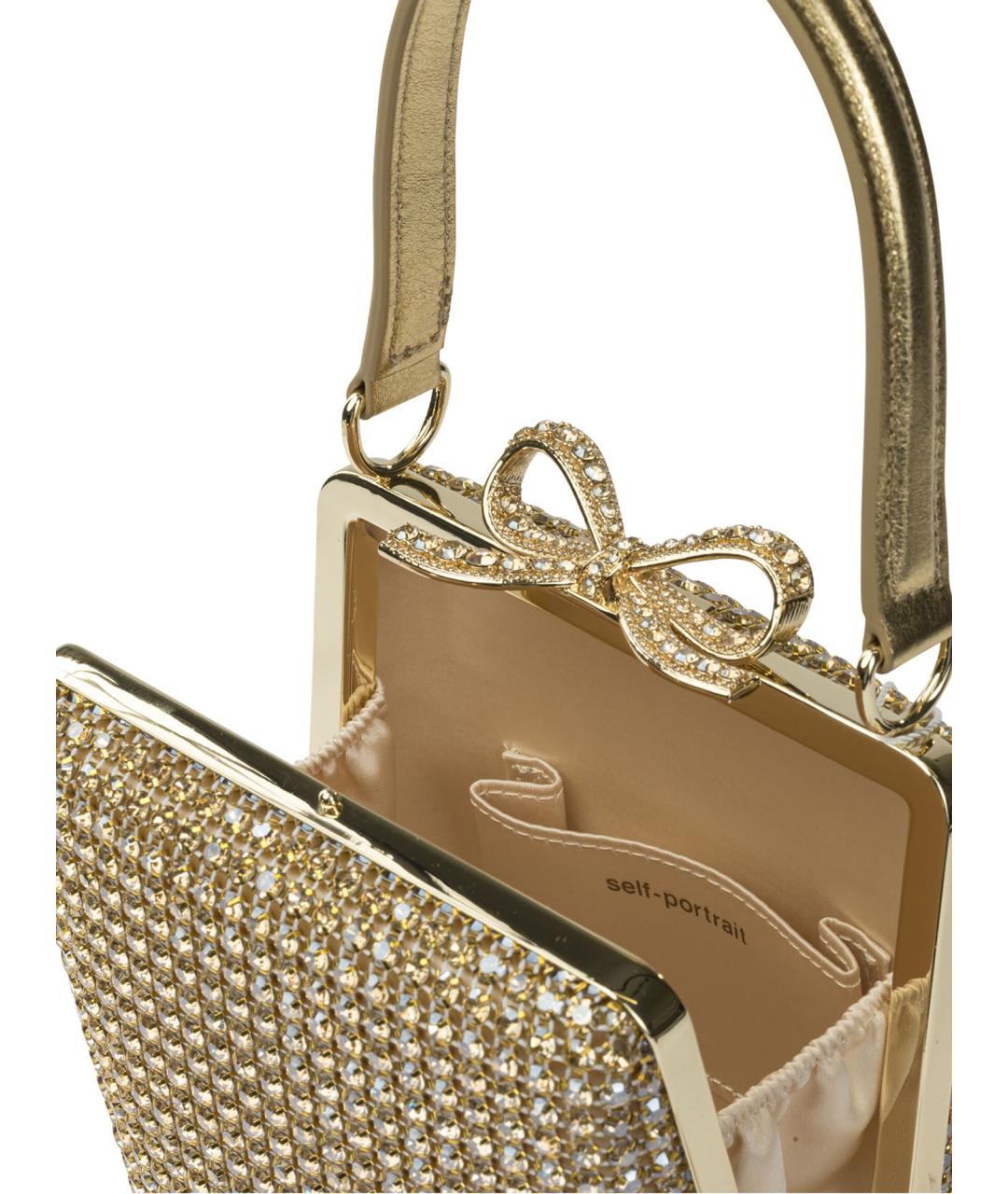 SELF-PORTRAIT Золотая синтетическая сумка с короткими ручками, фото 5