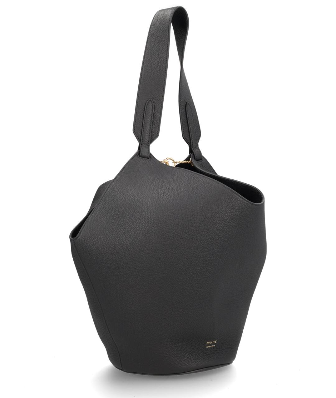 KHAITE Черная кожаная сумка тоут, фото 3