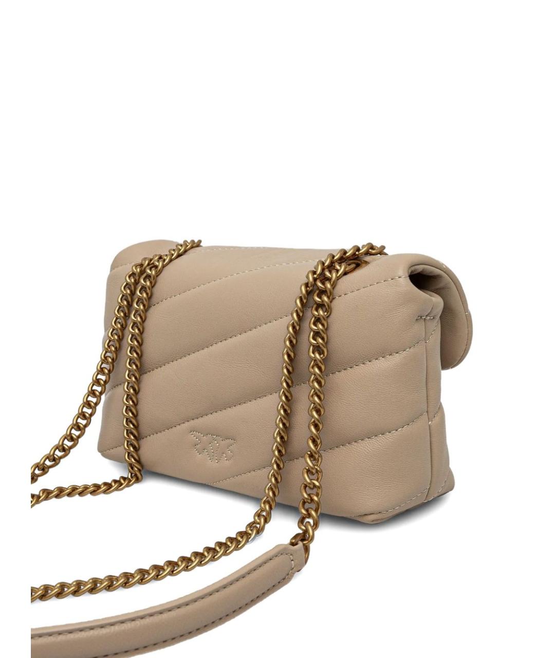 PINKO Бежевая кожаная сумка через плечо, фото 3